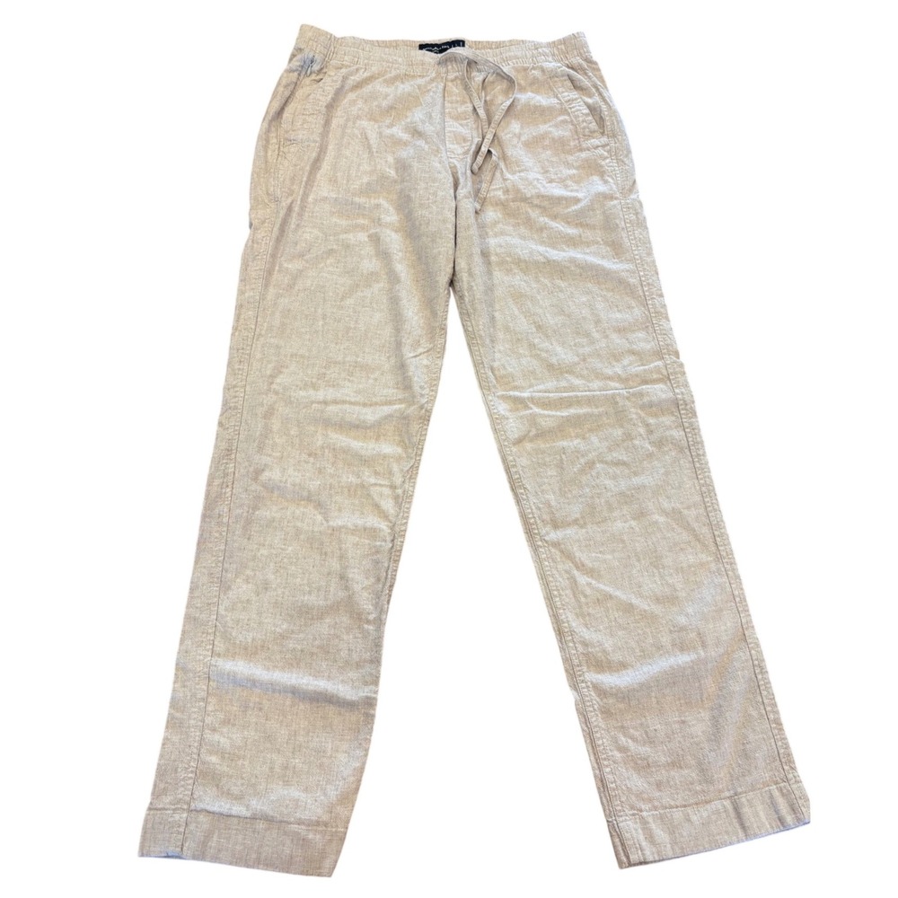 Abercrombie & Fitch Loose Cotton Linen Blend Pants Tan Beige Mens Large Long